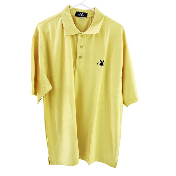 NEW Playboy Golf Polo Yellow Moisture Wicking Quick Dry Breathable XL - Picture 1 of 4
